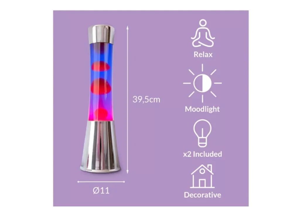 Lámpara de lava con base cromo MOON