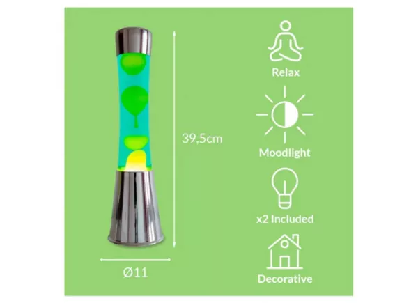 Lámpara de lava amarillo y verde HALLEY Lámpara de lava amarillo y verde HALLEY