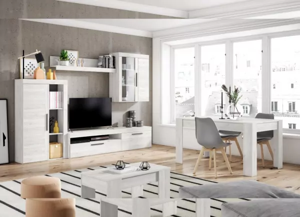 Muebles de salón blanco nordic y pizarra LIVING Muebles de salón blanco nordic y pizarra LIVING