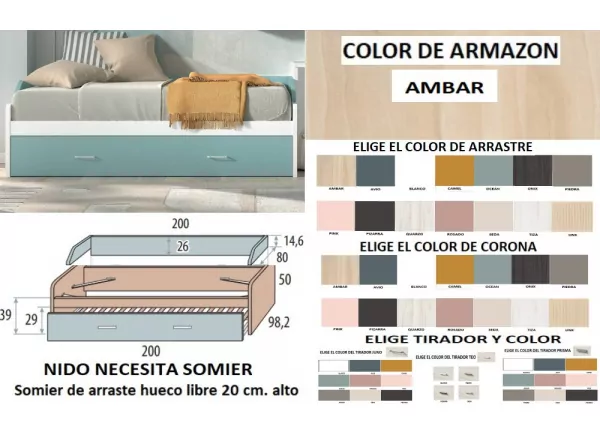 Cama nido con corona y arrastre de 90 ó 105 CORBAN PLUS Cama nido con corona y arrastre de 90 ó 105 CORBAN PLUS