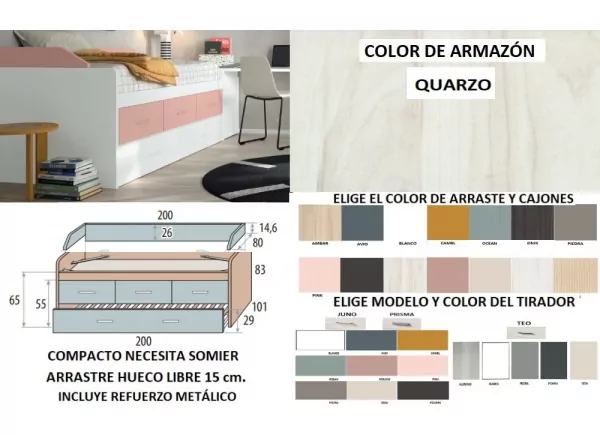 Compacto de 90 ou 105 com 3 gavetas e nide drag PLUS