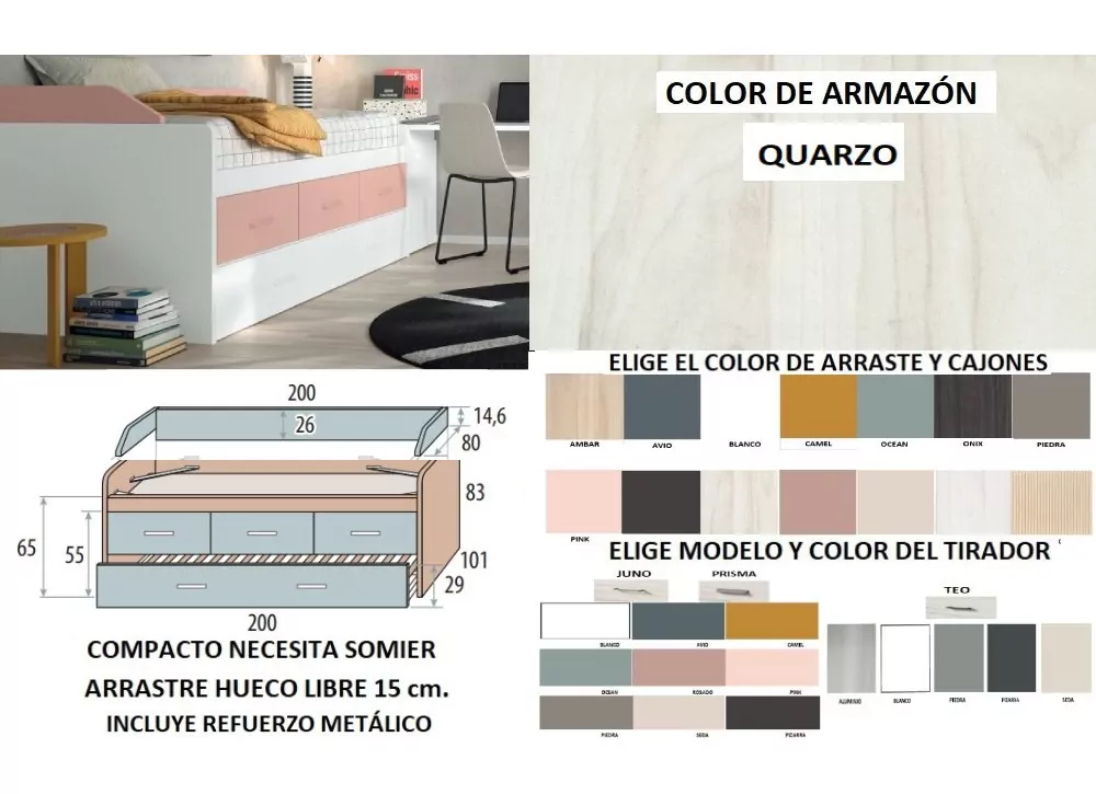 Compacto de 90 ou 105 com 3 gavetas e nide drag PLUS