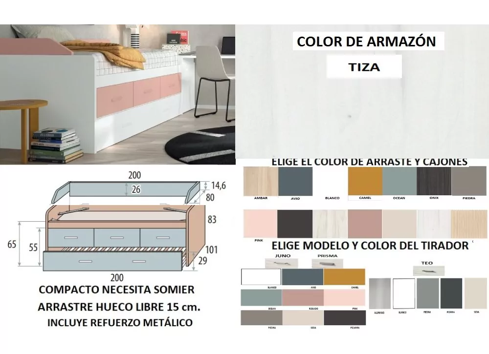 Compacto de 90 ó 105 con 3 cajones y arrastre nido corban PLUS Compacto de 90 ó 105 con 3 cajones y arrastre nido corban PLUS