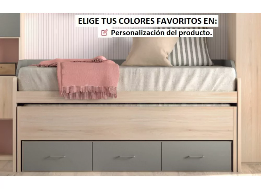 Cama compacta de 90 ou 105 com ninho escondido e 3 recipientes de corbano PLUS Cama compacta de 90 ou 105 com ninho escondido e 3 recipientes de corbano PLUS