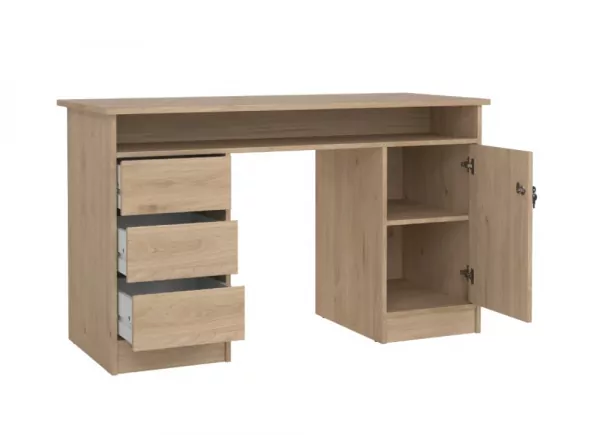 Mesa de estúdio com porta, 3 gavetas e furo GÉMINIS