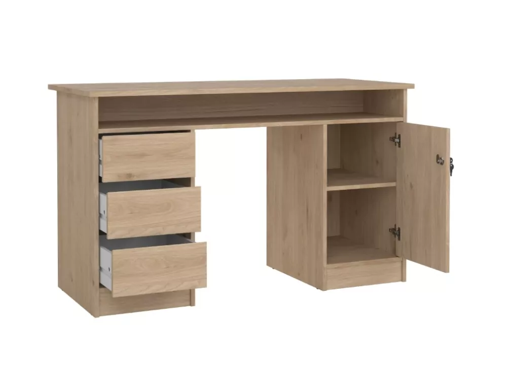 Mesa de estúdio com porta, 3 gavetas e furo GÉMINIS