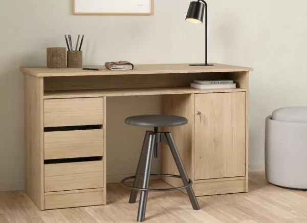 Mesa de estudio con puerta, 3 cajones y hueco GÉMINIS Mesa de estudio con puerta, 3 cajones y hueco GÉMINIS