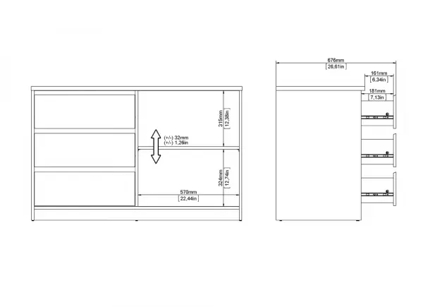 Aparador 1 puerta y 3 cajones DALIA Aparador 1 puerta y 3 cajones DALIA