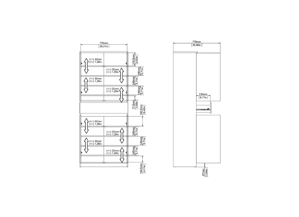 Sapateira com 4 portas e 1 gaveta ALEXA PLUS