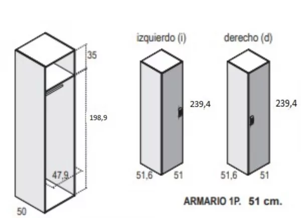 Armarios de 1, 2 ó 3 puertas batientes CLEO