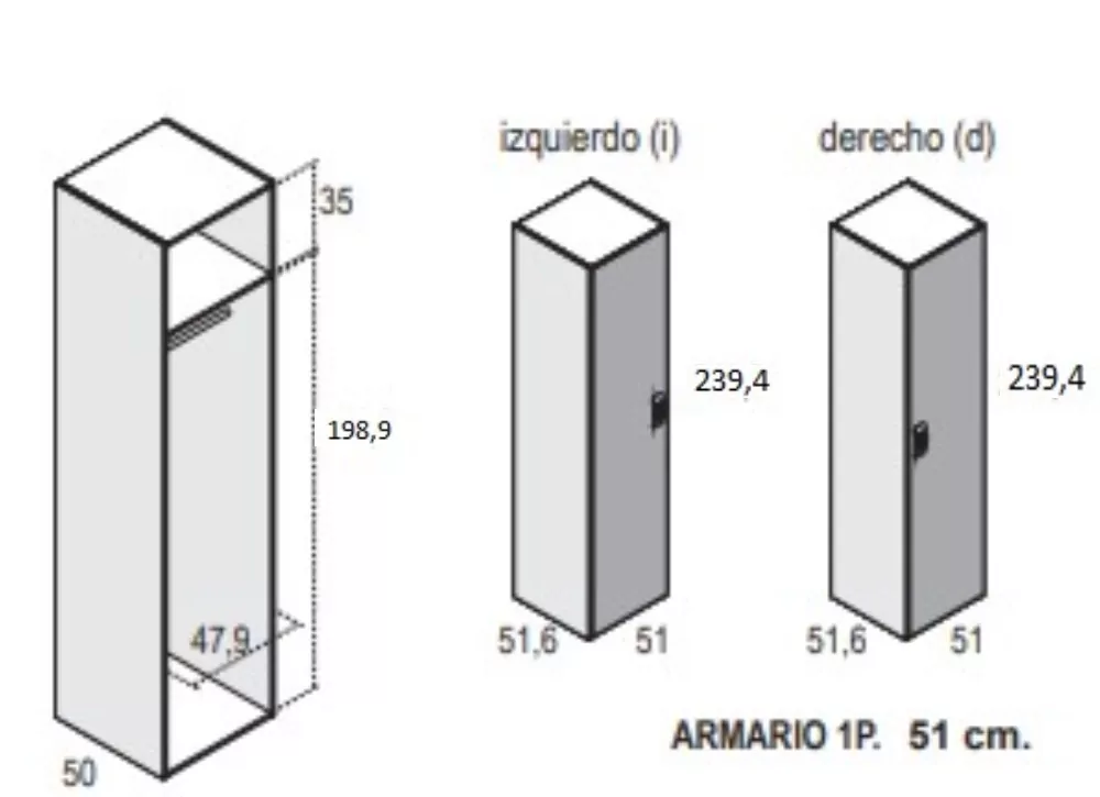 Armarios de 1, 2 ó 3 puertas batientes CLEO