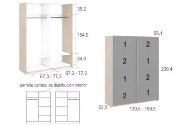 Armarios de 2 puertas correderas CLEO Armarios de 2 puertas correderas CLEO