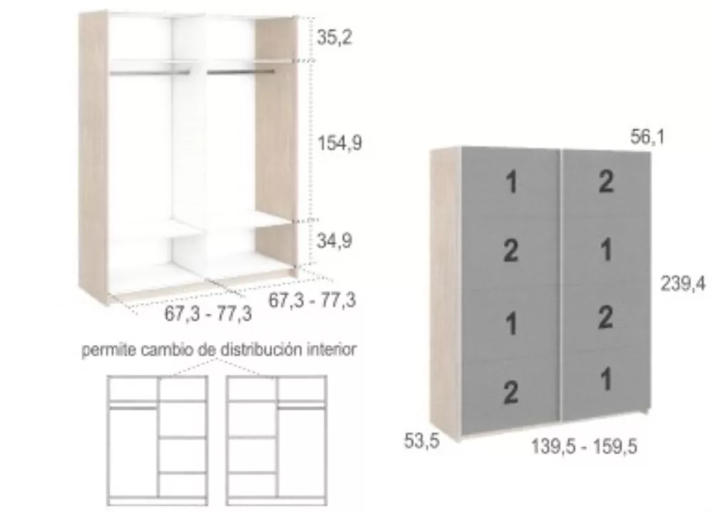 Armarios de 2 puertas correderas CLEO Armarios de 2 puertas correderas CLEO