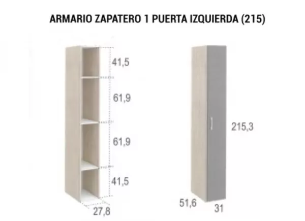 Armarios zapatero de 1 puerta CLEO