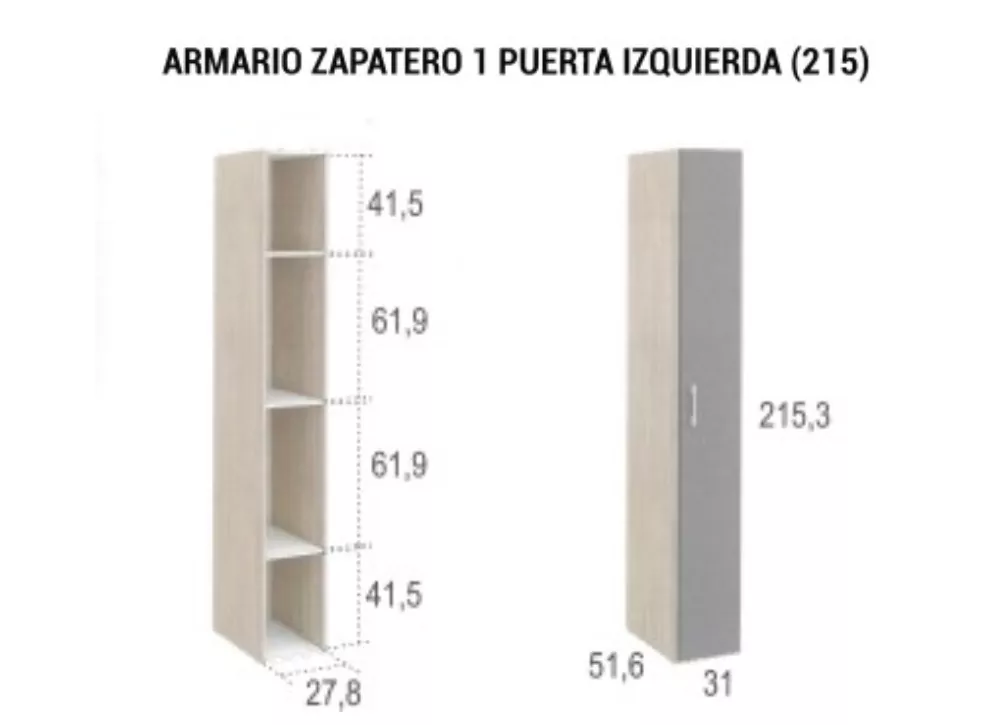 Armarios zapatero de 1 puerta CLEO