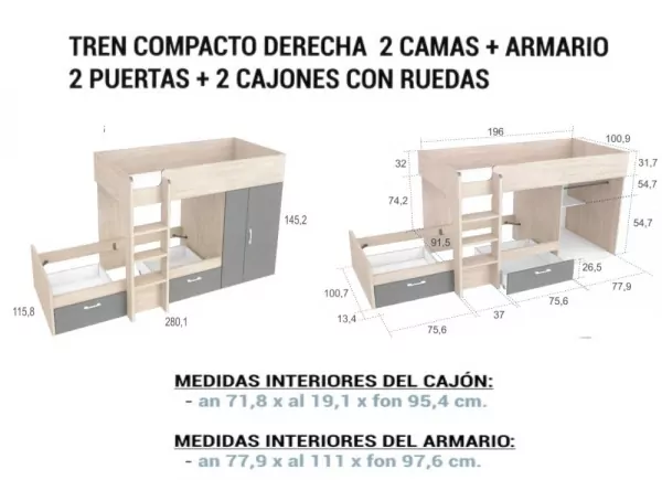 Dormitorio completo tren CLEO Dormitorio completo tren CLEO