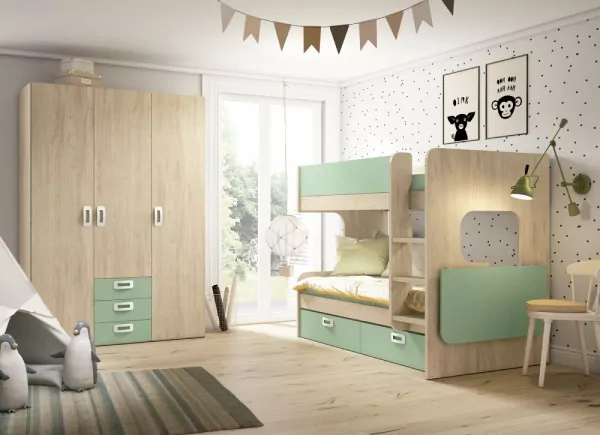 Beliche CLEO com 2 camas + 2 gavetas sobre rodas Beliche CLEO com 2 camas + 2 gavetas sobre rodas