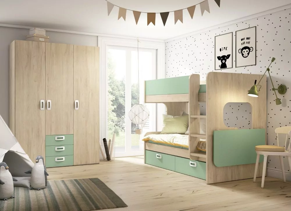 Beliche CLEO com 2 camas + 2 gavetas sobre rodas Beliche CLEO com 2 camas + 2 gavetas sobre rodas