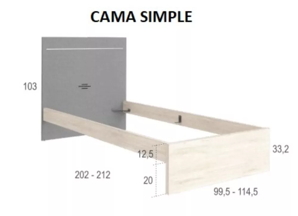 Cama de 90 ó 105 con cabecero CLEO Cama de 90 ó 105 con cabecero CLEO