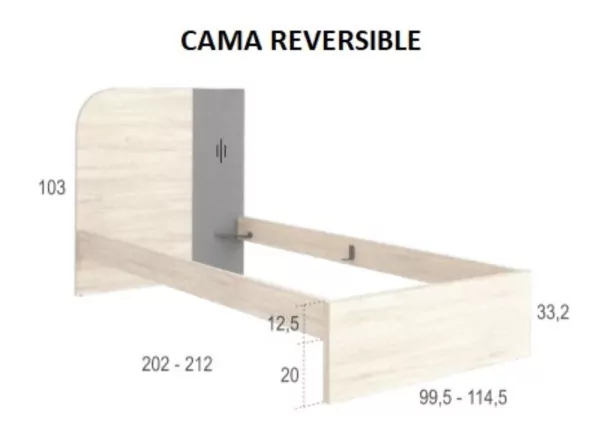 Cama con cabecero reversible CLEO Cama con cabecero reversible CLEO