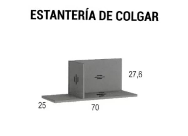 Estantería para colgar en pared con 1 divisor vertical CLEO Estantería para colgar en pared con 1 divisor vertical CLEO