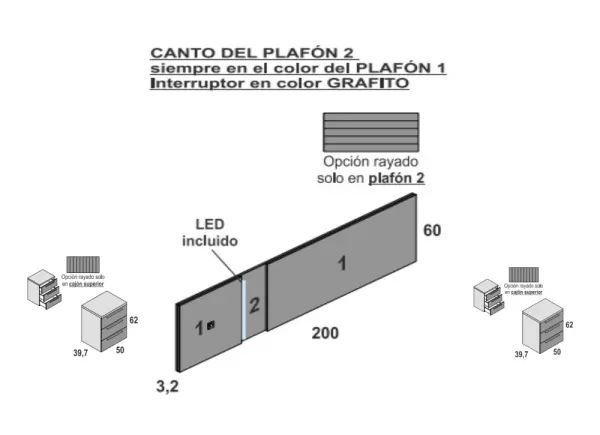 Dormitorio con cabecero con led + 2 mesitas sanibel NEW Dormitorio con cabecero con led + 2 mesitas sanibel NEW