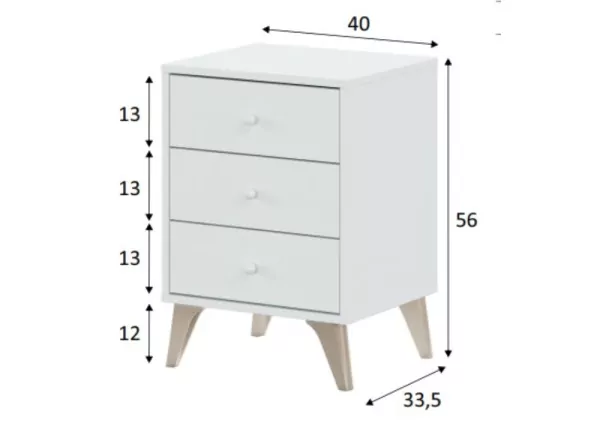 Mesita de noche 3 cajones ANTER Mesita de noche 3 cajones ANTER
