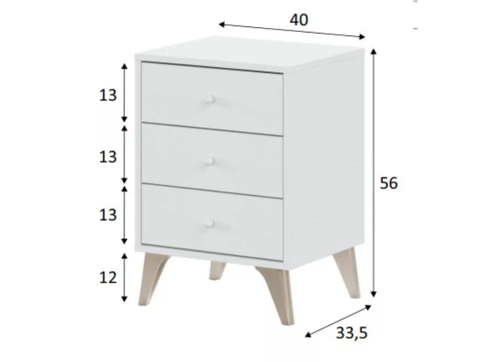 Mesita de noche 3 cajones ANTER Mesita de noche 3 cajones ANTER