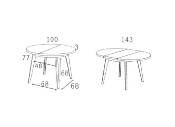 Mesa de comedor redonda fija o extensible CANTABRICO