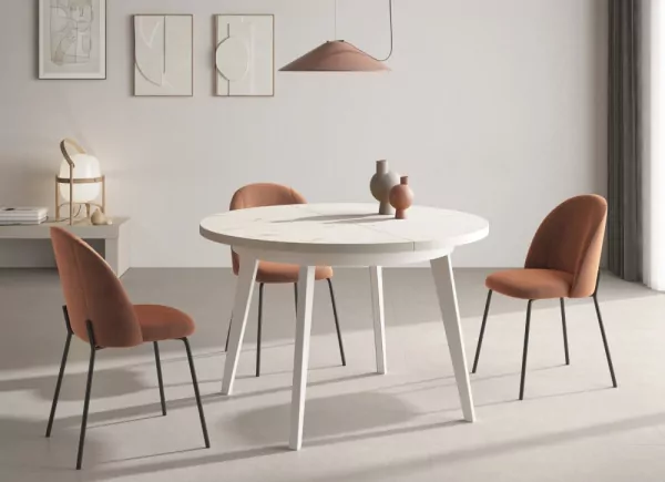 Mesa de comedor redonda fija o extensible CANTABRICO