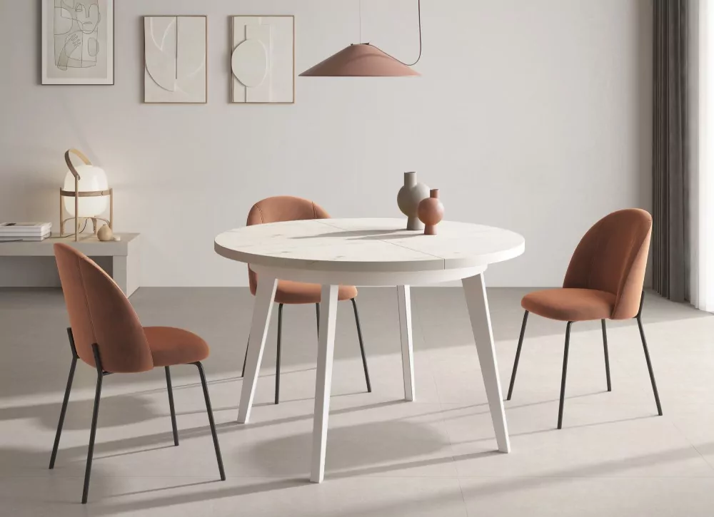 Mesa de comedor redonda fija o extensible CANTABRICO