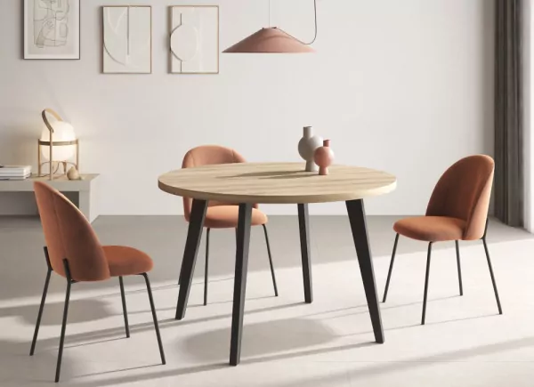 Mesa de comedor redonda fija o extensible CANTABRICO