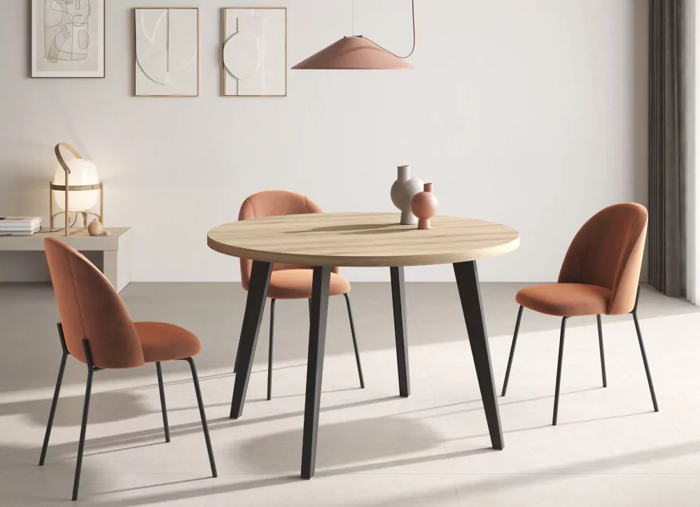 Mesa de comedor redonda fija o extensible CANTABRICO