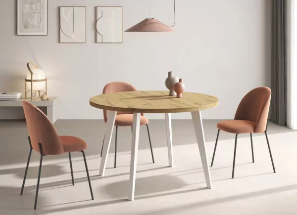 Mesa de comedor redonda fija o extensible CANTABRICO