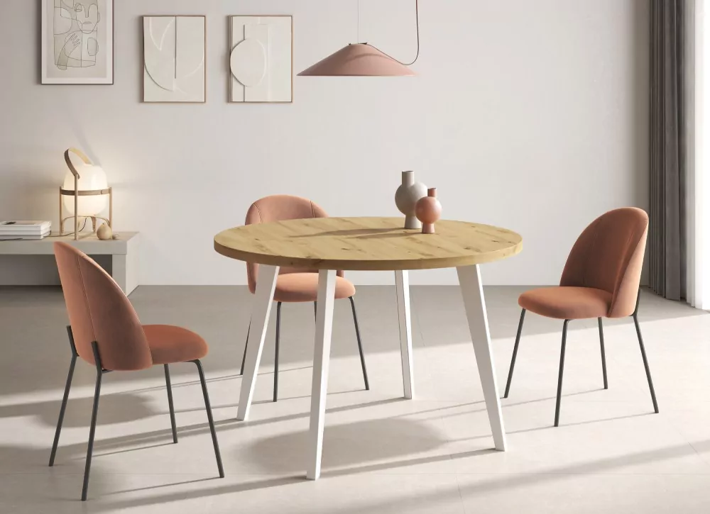 Mesa de comedor redonda fija o extensible CANTABRICO