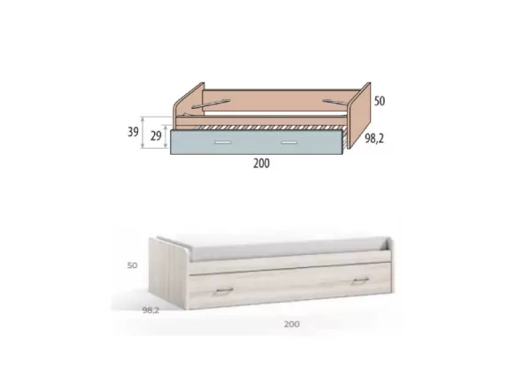Cama de nide de 90 ou 105 com arrasto somier corban PLUS Cama de nide de 90 ou 105 com arrasto somier corban PLUS