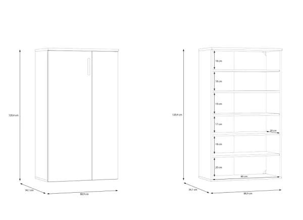 Sapateira com 2 portas de batente e 5 prateleiras SINTRA Sapateira com 2 portas de batente e 5 prateleiras SINTRA