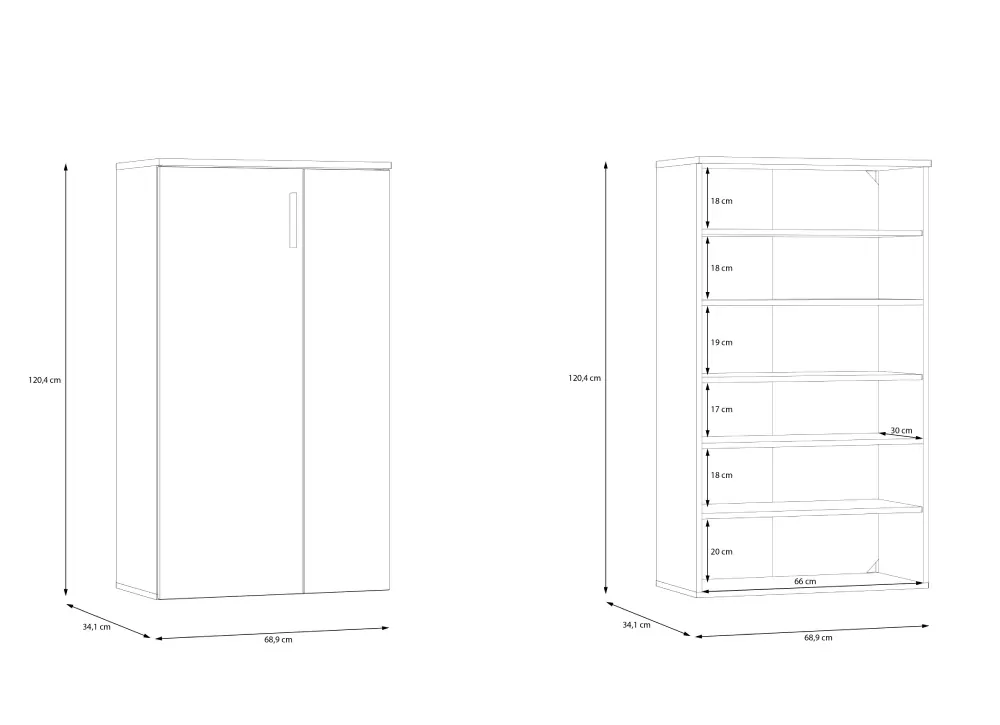 Sapateira com 2 portas de batente e 5 prateleiras SINTRA Sapateira com 2 portas de batente e 5 prateleiras SINTRA