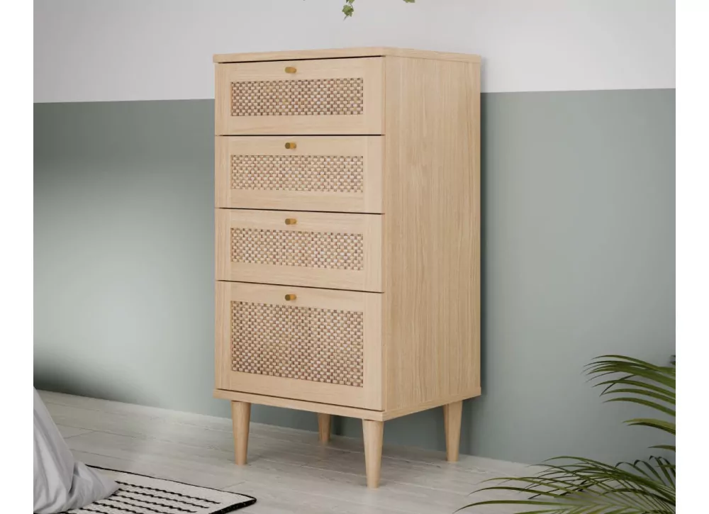 Sinfonier 3 cajones más 1 contenedor haya y ratán CALABRIA Sinfonier 3 cajones más 1 contenedor haya y ratán CALABRIA