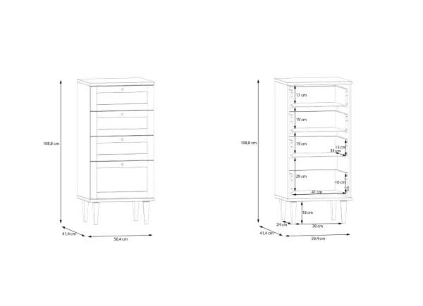Sinfonier 3 cajones más 1 contenedor haya y ratán CALABRIA Sinfonier 3 cajones más 1 contenedor haya y ratán CALABRIA