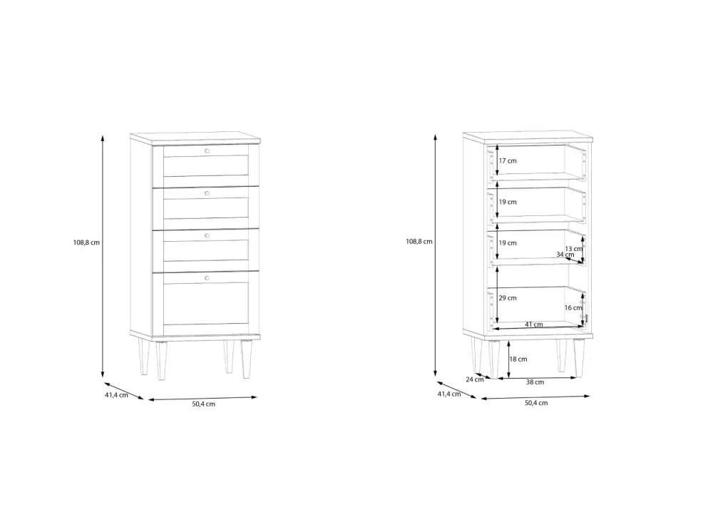 Sinfonier 3 cajones más 1 contenedor haya y ratán CALABRIA Sinfonier 3 cajones más 1 contenedor haya y ratán CALABRIA