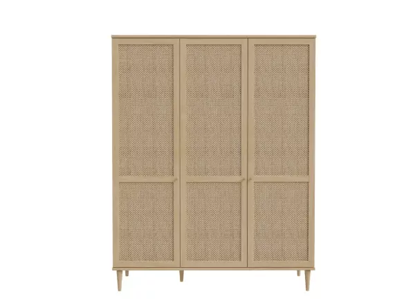 Armario 3 puertas batientes haya y ratán CALABRIA