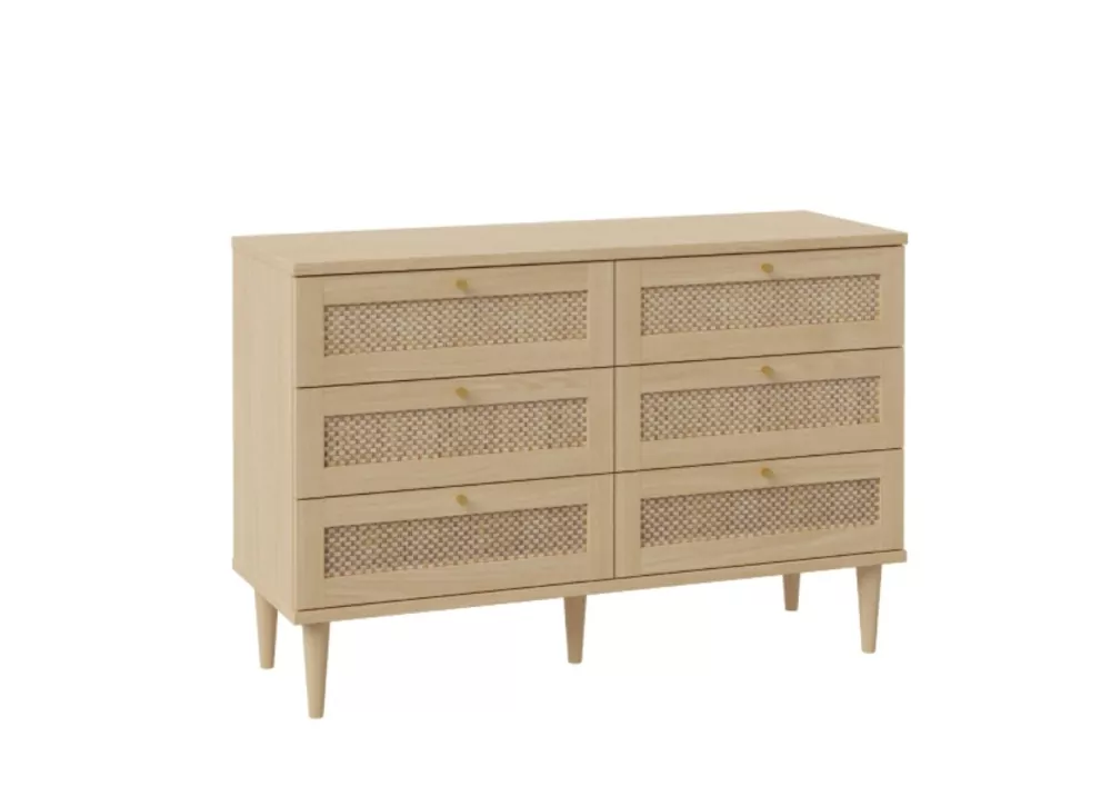 Confortável 6 cajones faia e rattan CALABRIA Confortável 6 cajones faia e rattan CALABRIA