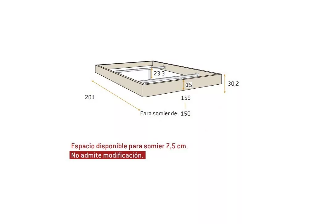 Cama de 150 cm para quarto ÁSIA Cama de 150 cm para quarto ÁSIA