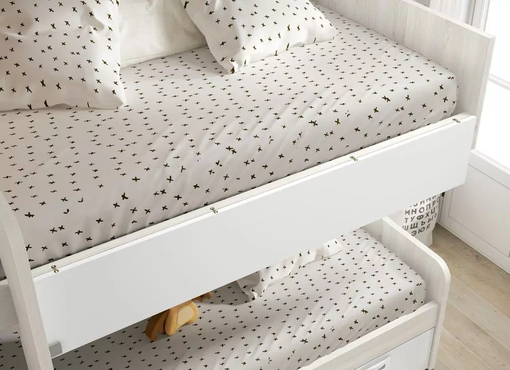 Litera forma 2 camas + nido en blanco CLEO Litera forma 2 camas + nido en blanco CLEO