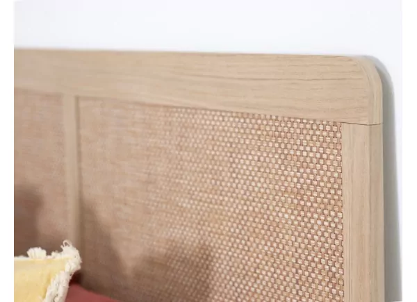 Cabecero para cama de 135 ó 150 haya y ratán CALABRIA Cabecero para cama de 135 ó 150 haya y ratán CALABRIA