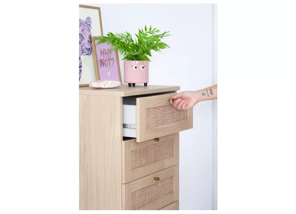 Sinfonier 3 cajones más 1 contenedor haya y ratán CALABRIA Sinfonier 3 cajones más 1 contenedor haya y ratán CALABRIA