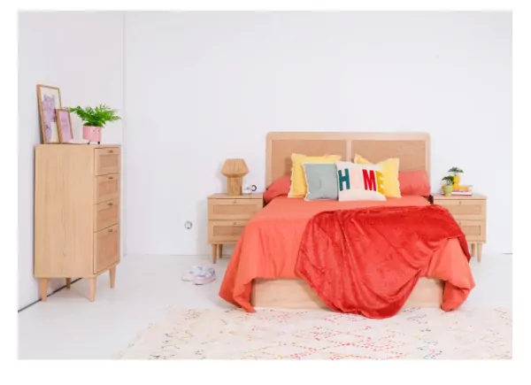 Sinfonier 3 cajones más 1 contenedor haya y ratán CALABRIA Sinfonier 3 cajones más 1 contenedor haya y ratán CALABRIA