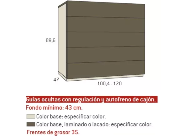 Cômoda ASIA com 5 gavetas Cômoda ASIA com 5 gavetas