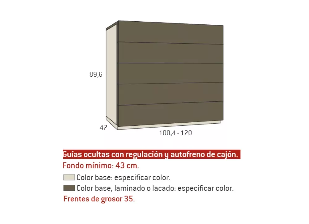 Cômoda ASIA com 5 gavetas Cômoda ASIA com 5 gavetas